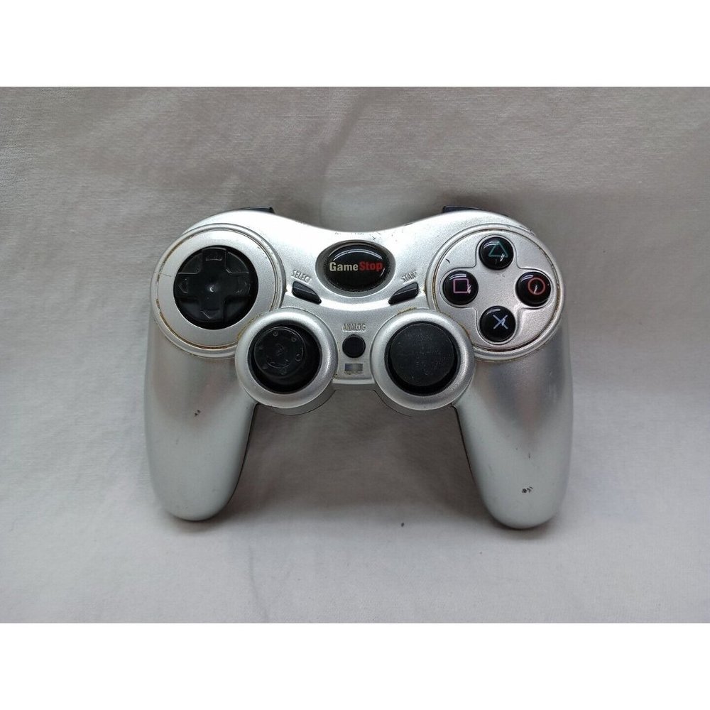 Game Stop BB-178 Wireless PlayStation 2 Controller Silver! Missing Battery Cover